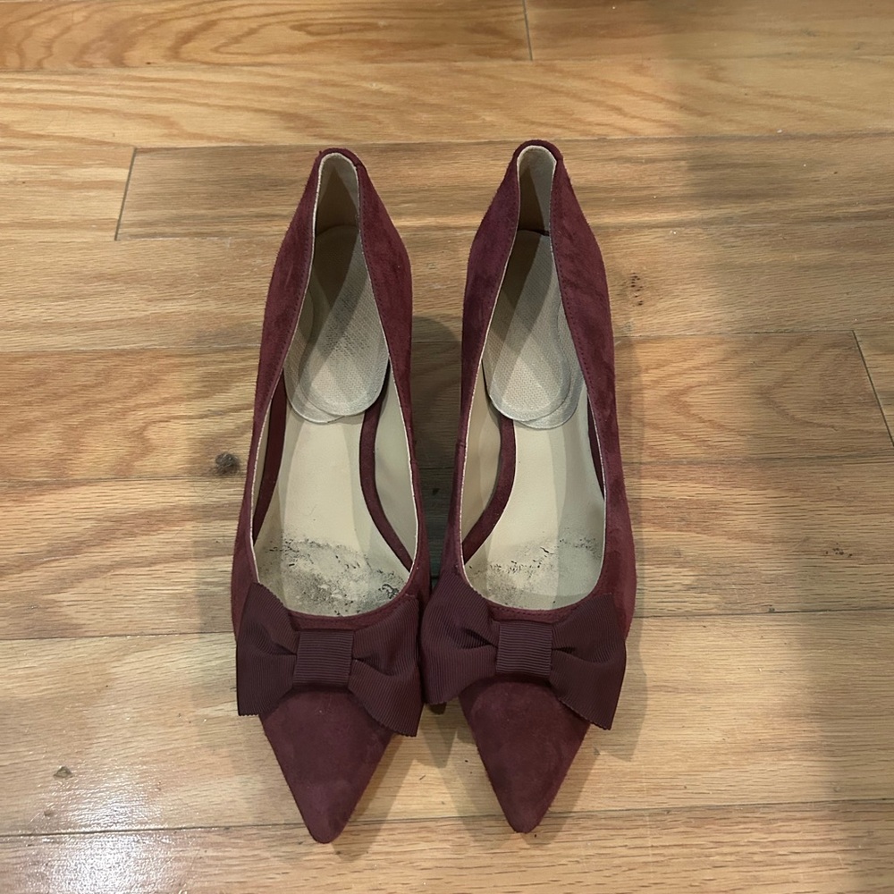 Ralph Lauren Burgundy Heels with Bow Accent